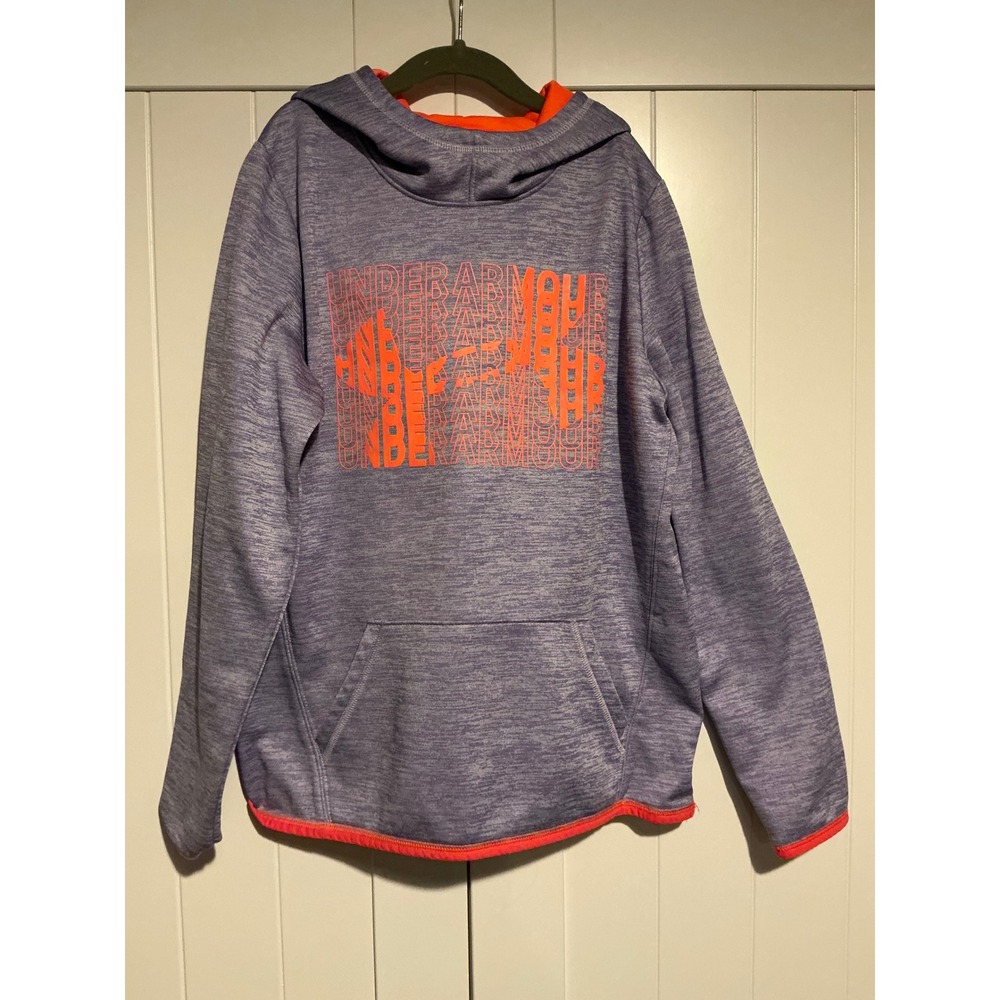 Under Armour‎ ColdGear Girls Hoodie YXL Purple Orange Logo Fleece Lined